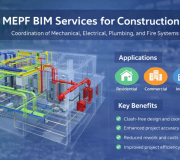 MEPF BIM Services showing mechanical electrical plumbing and fire system modeling for construction projects